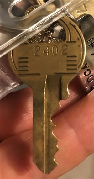 Master Lock Padlock 2402 Key                                                                                                                                                                                                                                                                                                                                                                                                                                                                                        